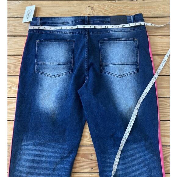 NWT $52 Parish Nation Side Stripe Distressed Jeans Size 42 Women’s Blue - Picture 9 of 9